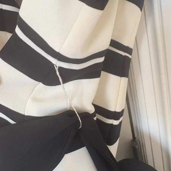 Halston Heritage Black and White Striped off shoulder  Dress - Picture 9 of 11